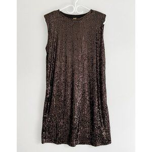 Sequin Shift Dress • New with Tags • Sz S • Black/Bronze • Reitmans • Holiday